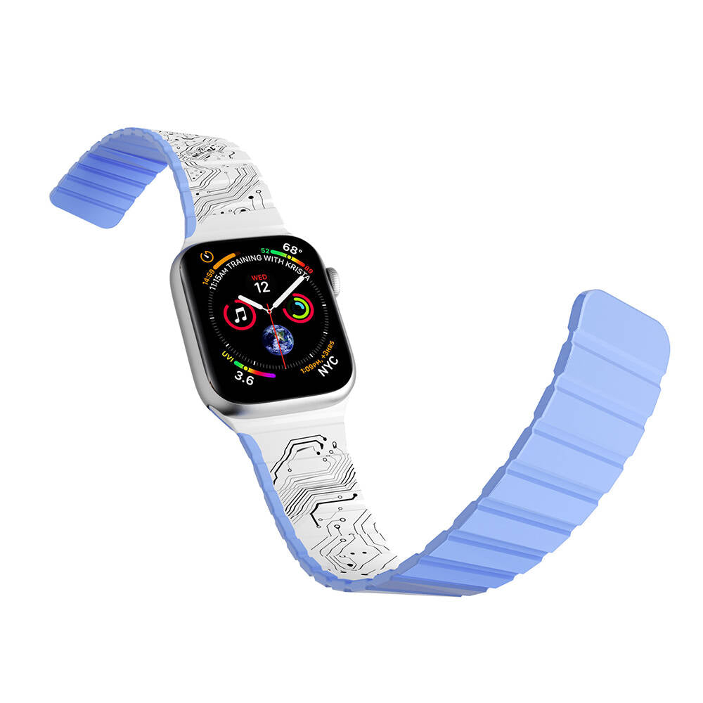 Apple Watch 44mm Strap Youngkit Technological Magnetic Snap-on Silicone Strap White