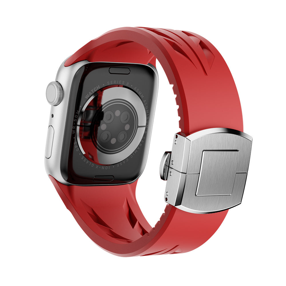 Apple Watch 44mm KRD-127 Metal Buckle Silicone Band Red