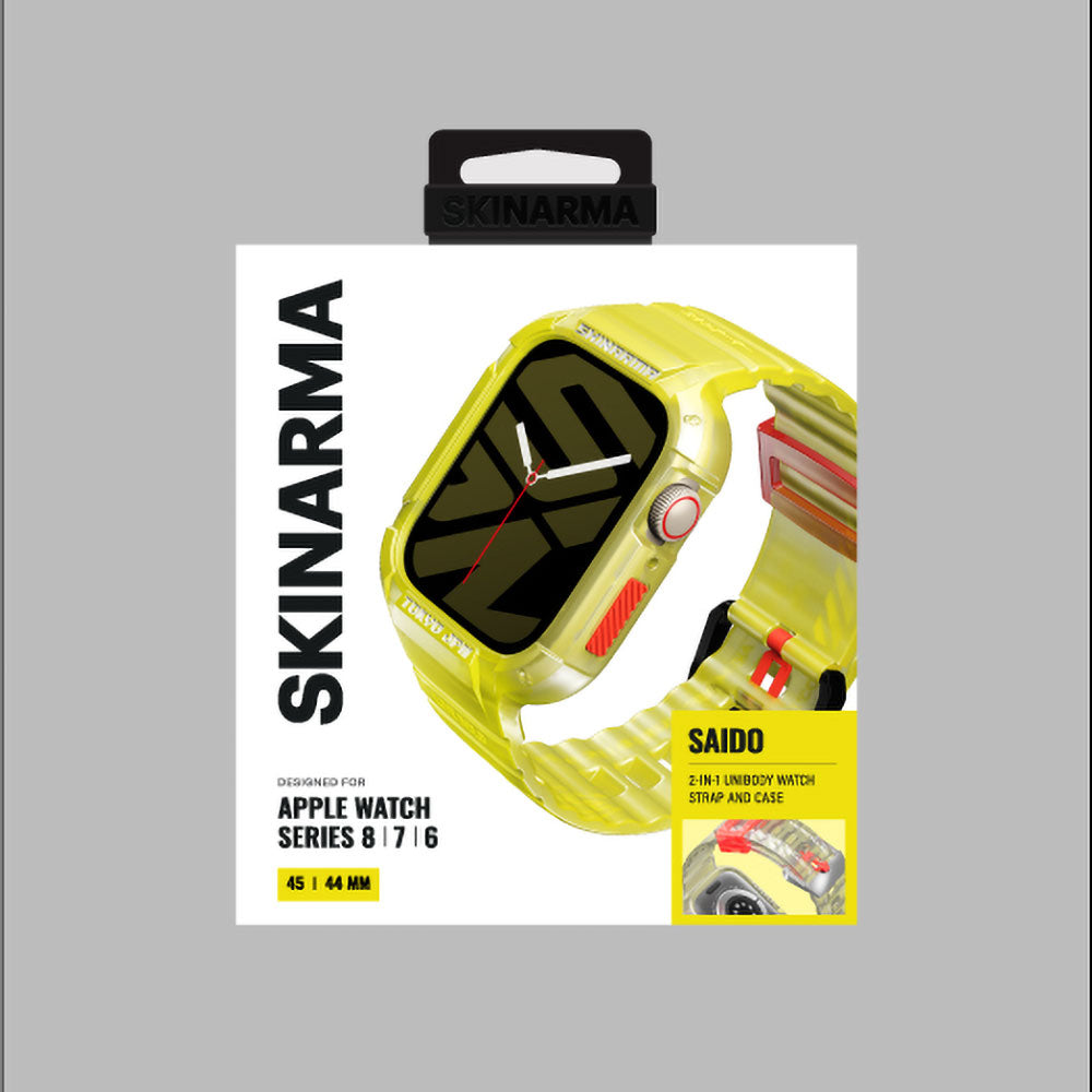 Apple Watch 44mm SkinArma Saido Hard PC Case Protector Silicone Band Yellow