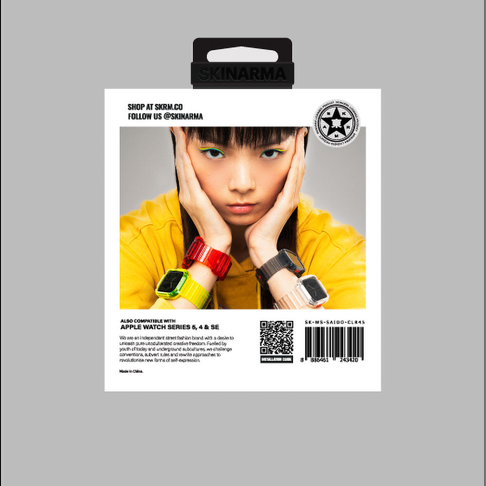 Apple Watch 44mm SkinArma Saido Hard PC Case Protector Silicone Band Yellow