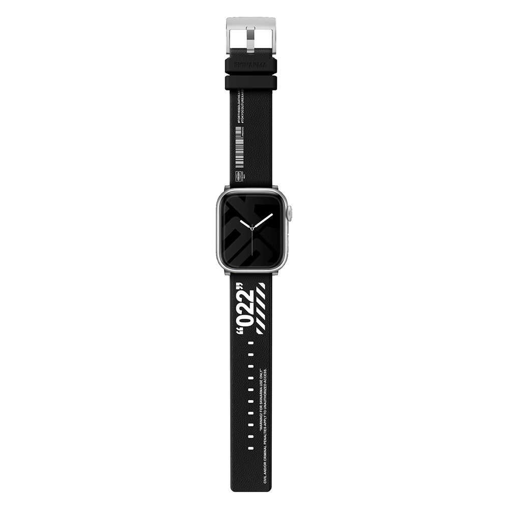 Apple Watch 44mm SkinArma Taihi Sora Text Patterned Leather Look Silicone Band Red