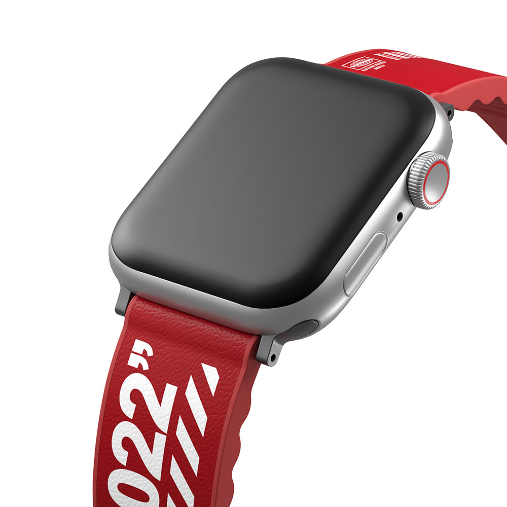 Apple Watch 44mm SkinArma Taihi Sora Text Patterned Leather Look Silicone Band Red