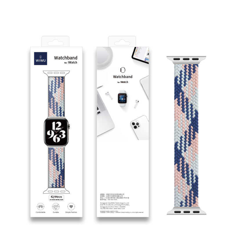 Apple Watch 44mm Wiwu Braided Solo Loop Contrast Color Large Band NO3