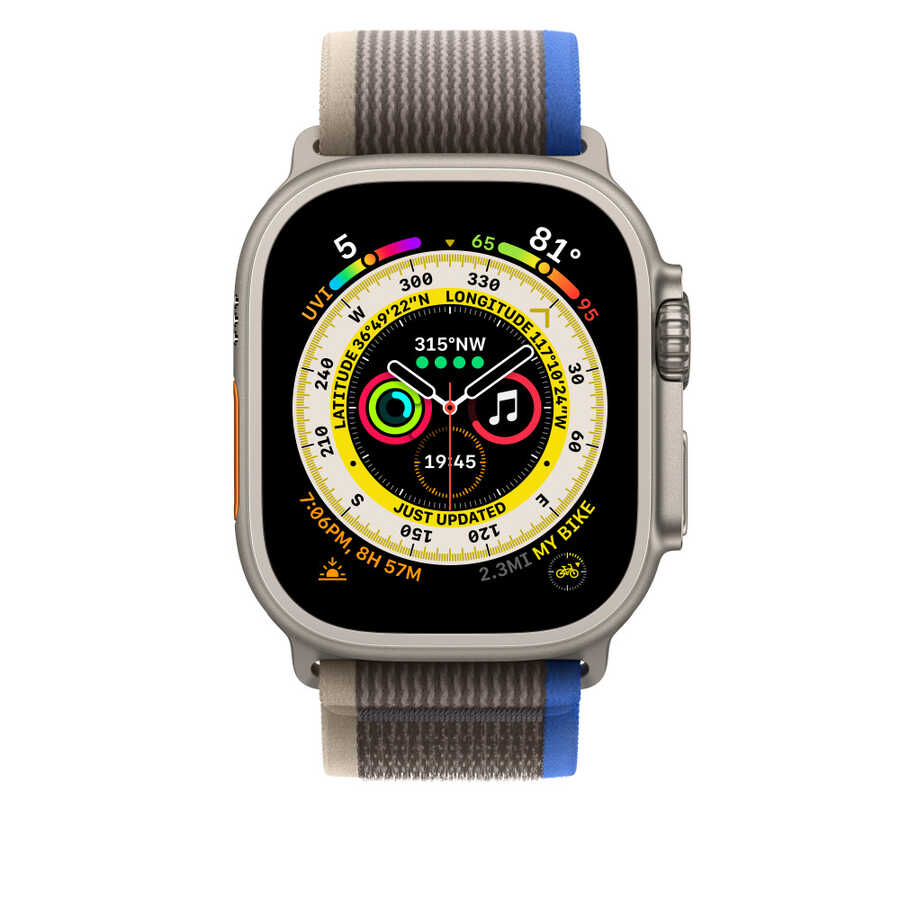 Apple Watch 44mm Wiwu Trail Loop Nylon Braided Embroidered Mesh Band Strap Gray-Blue