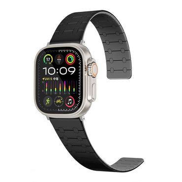 Apple Watch 44mm Zore KRD-111 Çizgili Desenli Silikon Kordon Kahverengi