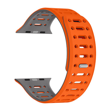 Apple Watch 44mm Zore KRD-124 Silikon Kordon Strap Kayış Koyu Yeşil-Gri