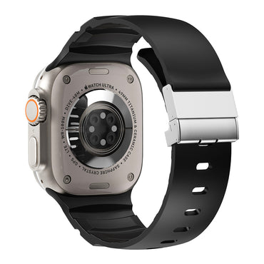 Apple Watch 44mm Zore KRD-145 Metal Buckle Silicone Band Black