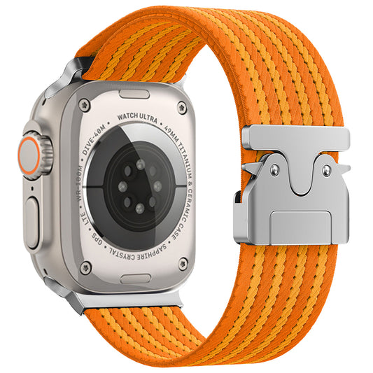 Apple Watch 49mm Zore KRD-133 Nylon Fabric Braided Strap Orange