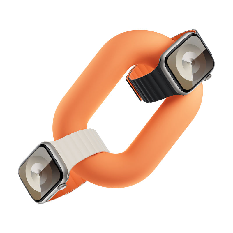 Apple Watch 7 41mm Benks Magnetik Tak Çıkar Silikon Strap Kayış Siyah-Turuncu