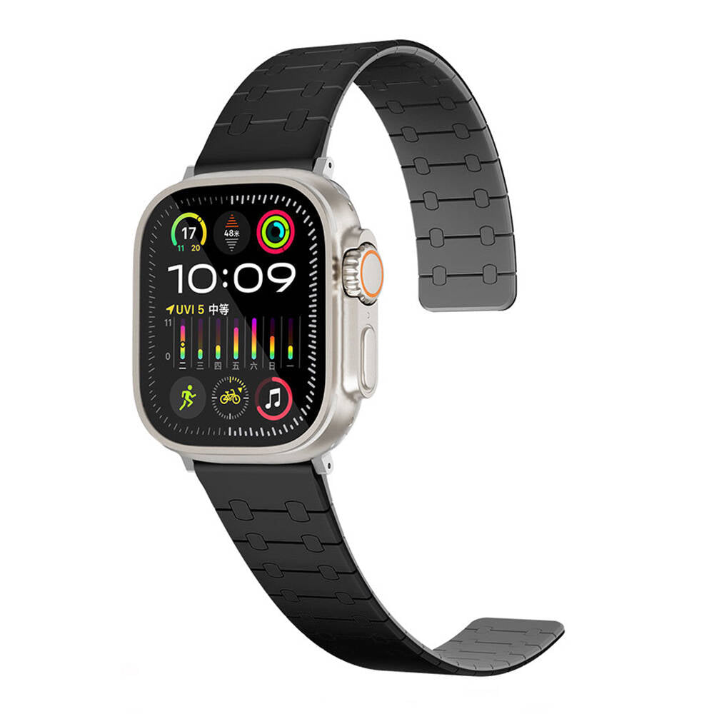 Apple Watch 7 41mm Zore KRD-111 Striped Patterned Silicone Band Khaki