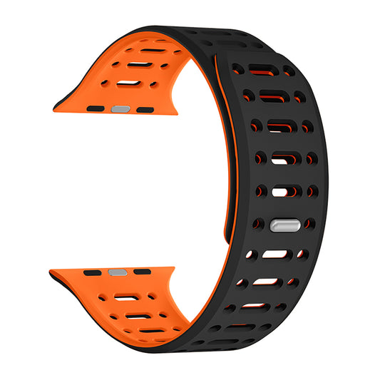 Apple Watch 7 41mm Zore KRD-124 Silicone Band Strap Black-Orange