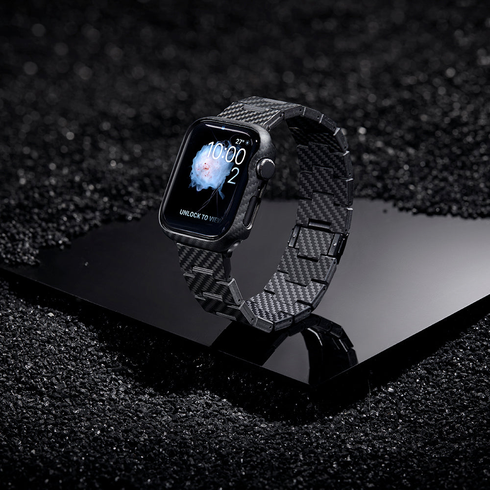 Apple Watch 7 45mm 600D Aramid Fiber Classic Series Black-Grey Twill Case Protector Pitaka Air Case Black-Grey