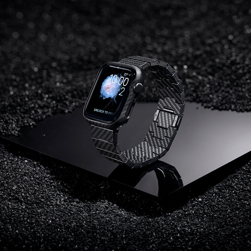 Apple Watch 7 45mm 600D Aramid Fiber Classic Series Black-Grey Twill Case Protector Pitaka Air Case Black-Grey