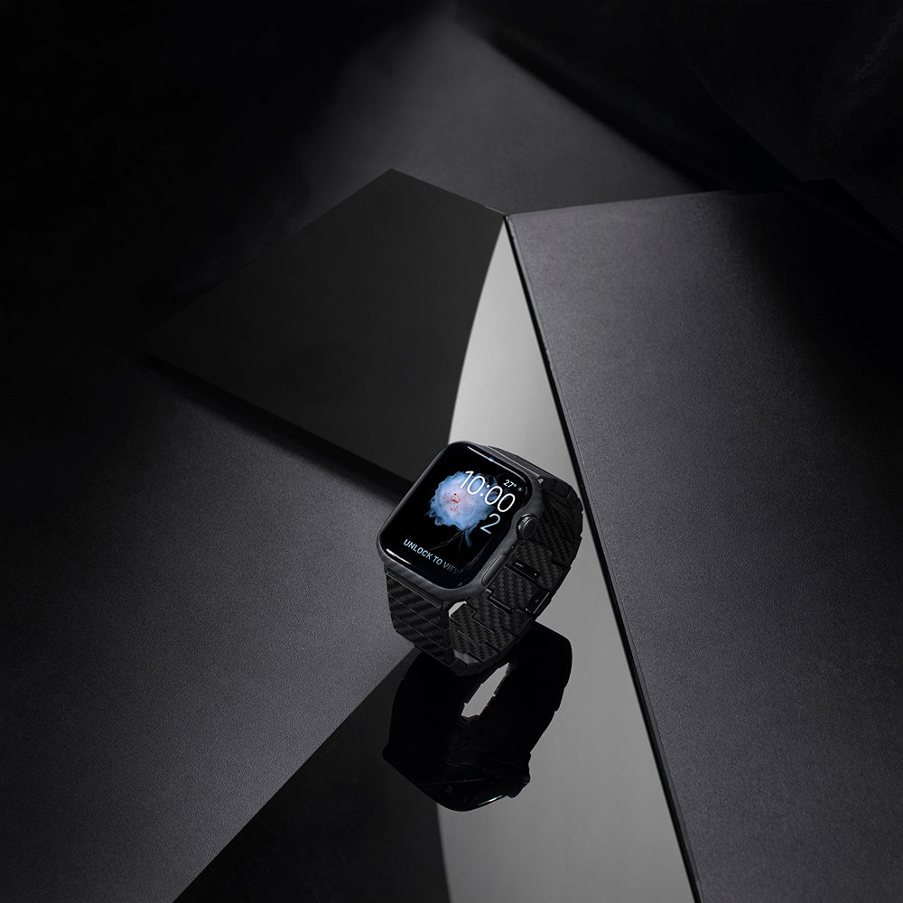 Apple Watch 7 45mm 600D Aramid Fiber Classic Series Black-Grey Twill Case Protector Pitaka Air Case Black-Grey