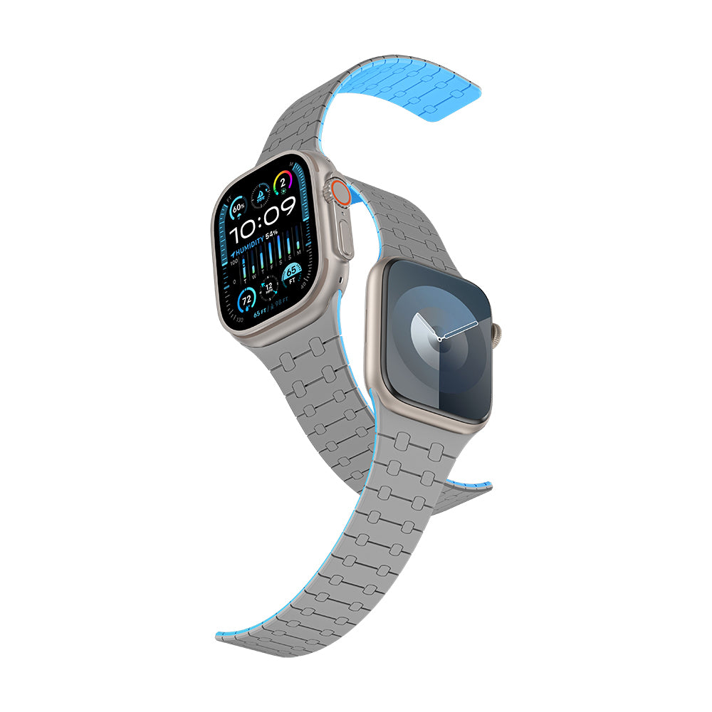 Apple Watch 7 45mm Amazingthing Smoothie Sport Magnetic Silicone Strap Gray-Blue