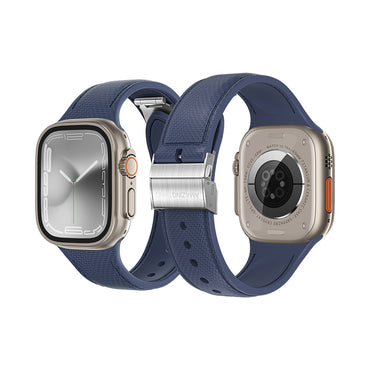 Apple Watch 7 45mm Amazingthing Titan Swift Leather Textured Silicone Band Black