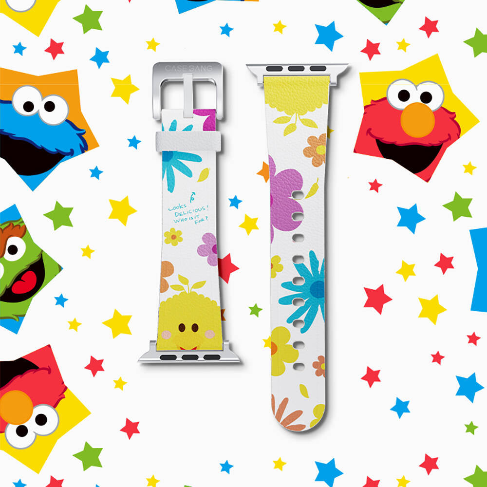 Apple Watch 7 45mm Casebang Sesame Street Serisi Deri Saat Kordon Sarı
