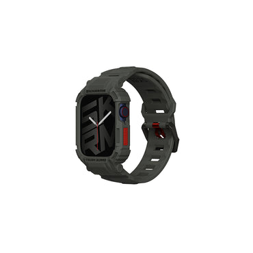 Apple Watch 7 45mm Skinarma Mecha 2in1 TPU Kasa Koruyucu + Silikon Kordon Siyah