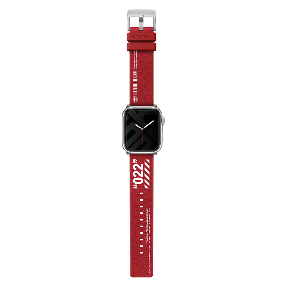 Apple Watch 7 45mm SkinArma Taihi Sora Text Patterned Leather Look Silicone Band Blue