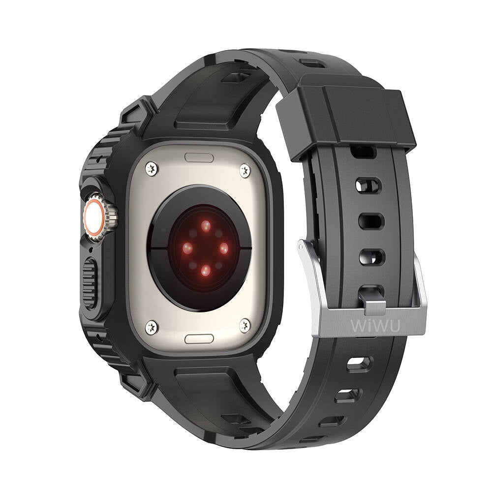 Apple Watch 7 45mm Wiwu Wi-WB014 Armor Series 2in1 Hard PC Case Protective Silicone Band Black
