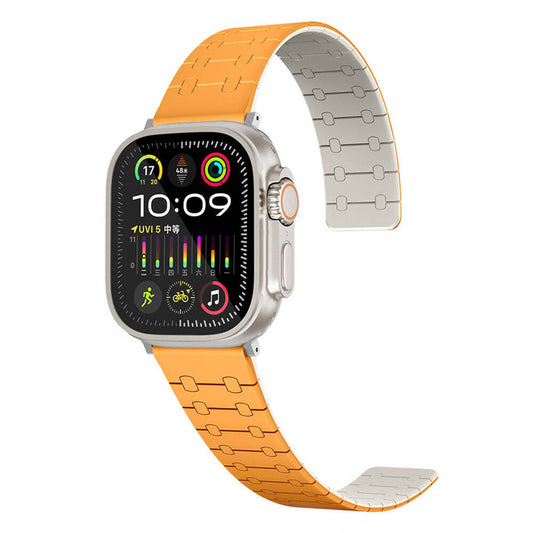 Apple Watch 7 45mm Zore KRD-111 Striped Patterned Silicone Band Orange