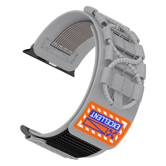 Apple Watch 7 45mm Zore KRD-112 Orbital Braided Rope Design Nylon Fabric Mesh Band Gray