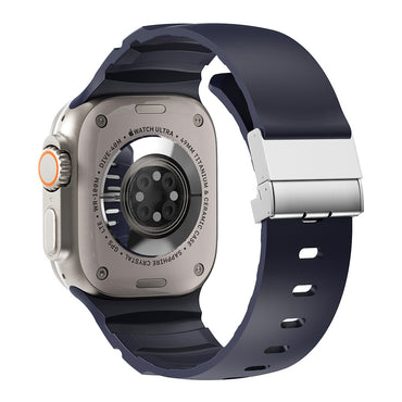 Apple Watch 7 45mm Zore KRD-145 Metal Buckle Silicone Band Black