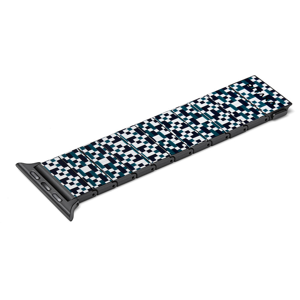 Apple Watch Series Compatible Aramid Fiber and Carbon Fiber Pitaka Dreamland ChromaCarbon Series Mosaic Universal Band Blue-White