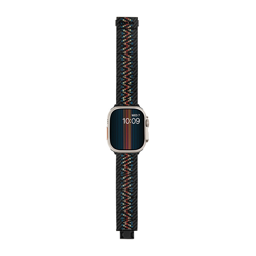 Apple Watch Serisi Uyumlu Aramid Fiber ve Karbon Fiber Pitaka Modern Serisi Rhapsody Universal Kordon Siyah