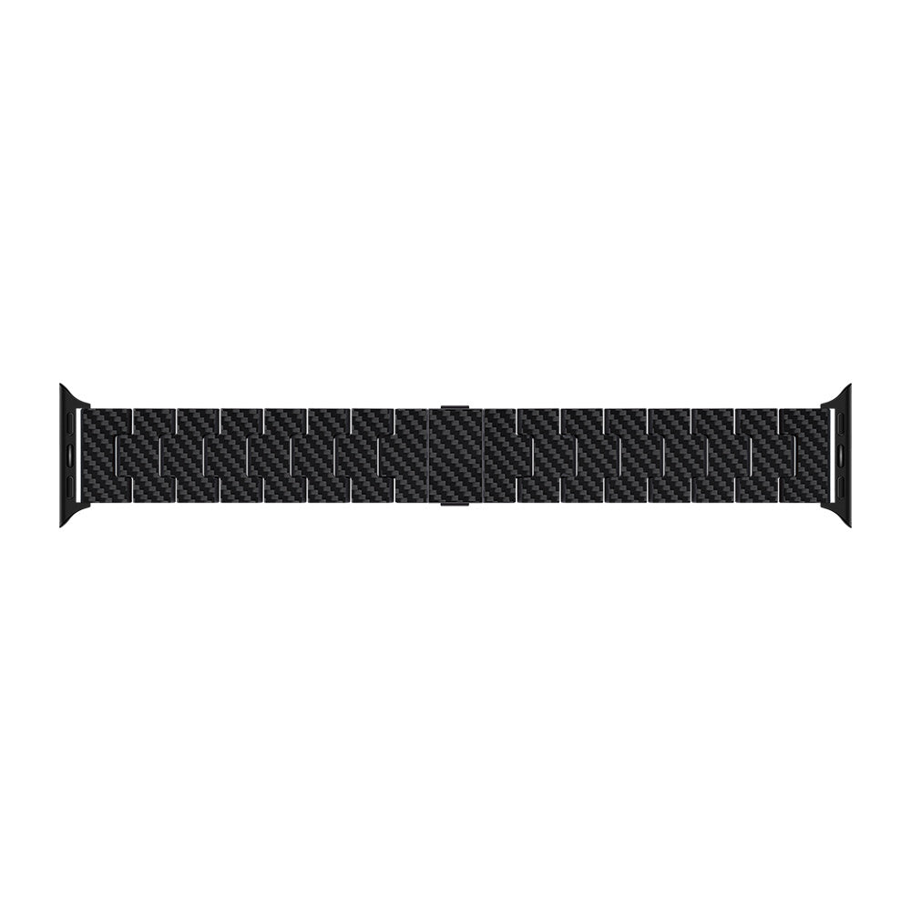 Apple Watch Serisi Uyumlu Karbon Fiber Pitaka Retro Serisi Black-Grey Twill Universal Kordon Siyah-Gri