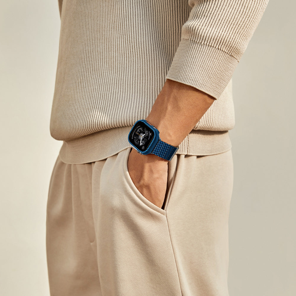 Apple Watch Ultra 49mm 600D Aramid Fiber Classic Series Case Protector Pitaka Air Case Blue