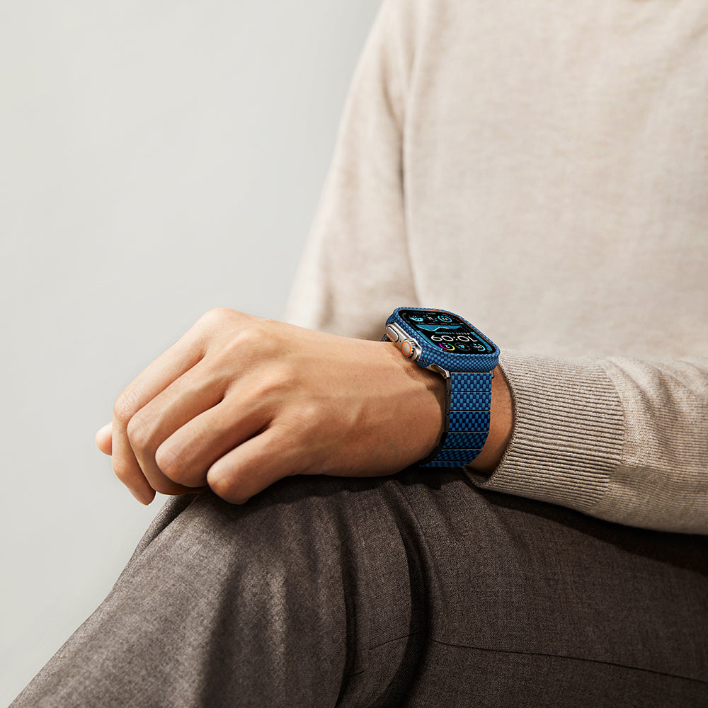 Apple Watch Ultra 49mm 600D Aramid Fiber Classic Series Case Protector Pitaka Air Case Blue
