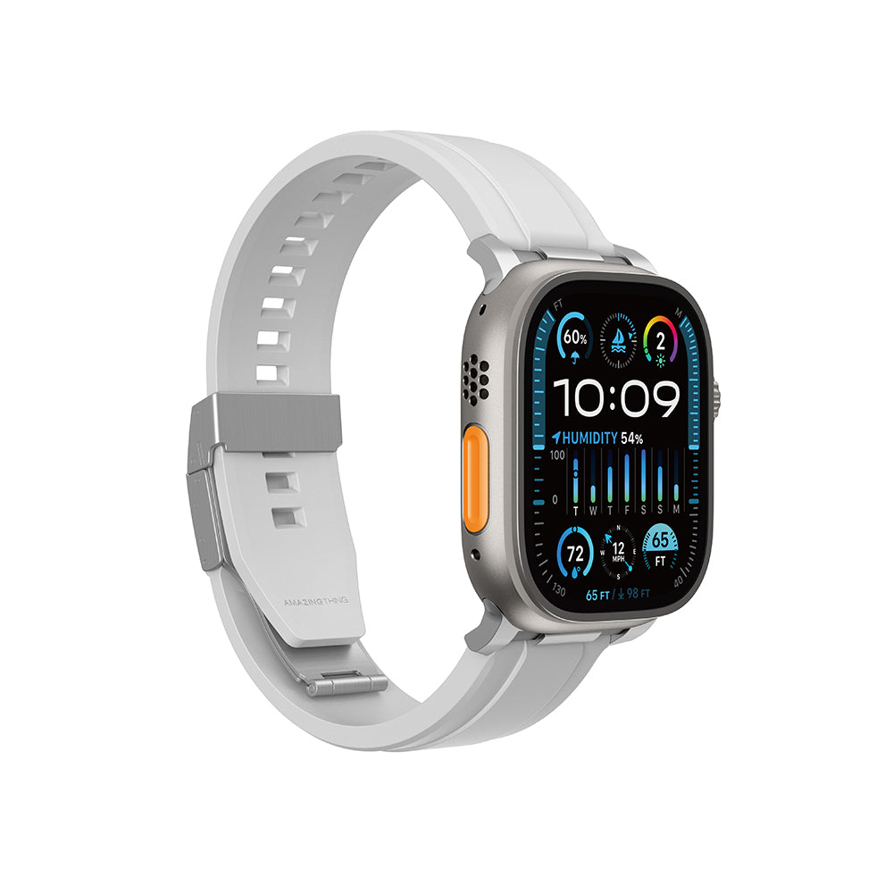 Apple Watch Ultra 49mm Amazingthing Titan Chrono Silikon Kordon Beyaz