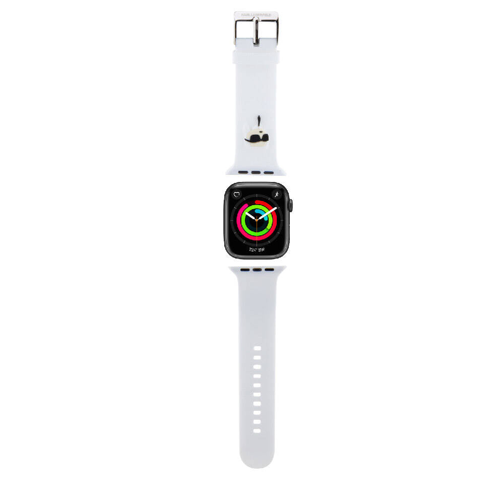 Apple Watch Ultra 49mm Karl Lagerfeld Original Licensed Silicone Band with Iconic Karl Head Logo White