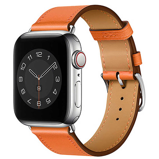 Apple Watch Ultra 49mm Strap Wiwu Attleage Watchband Genuine Leather Strap Orange
