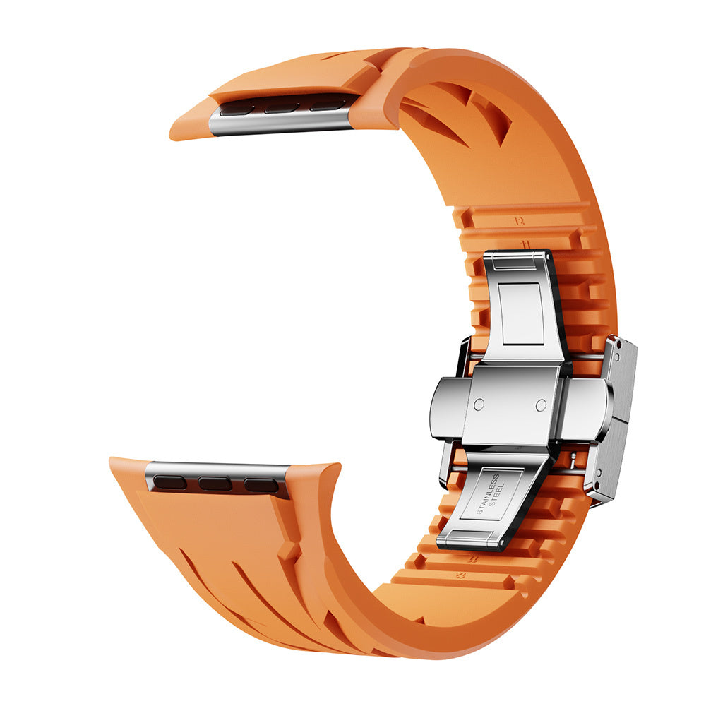 Apple Watch Ultra 49mm KRD-127 Metal Buckle Silicone Band Red
