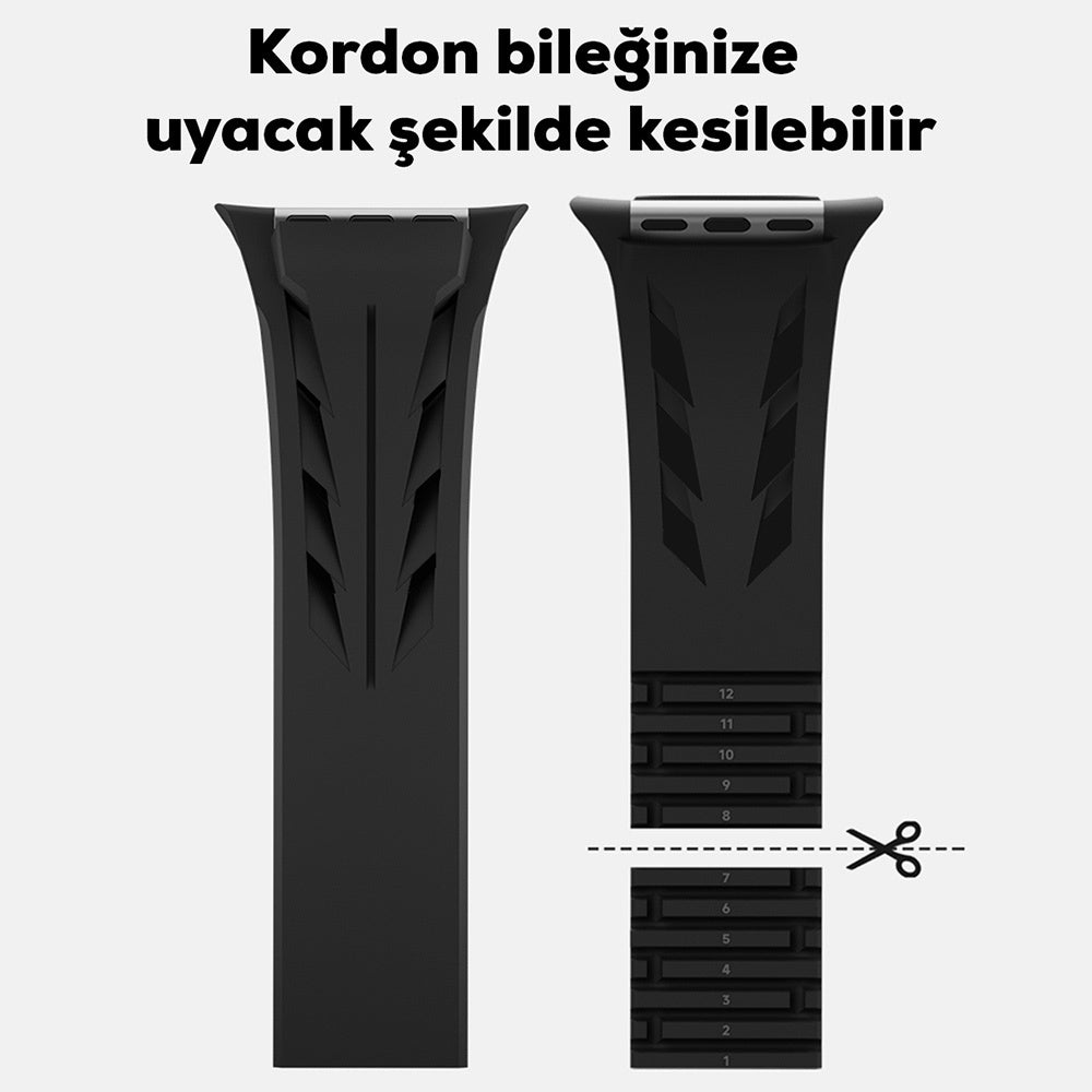 Apple Watch Ultra 49mm KRD-127 Metal Buckle Silicone Band Black