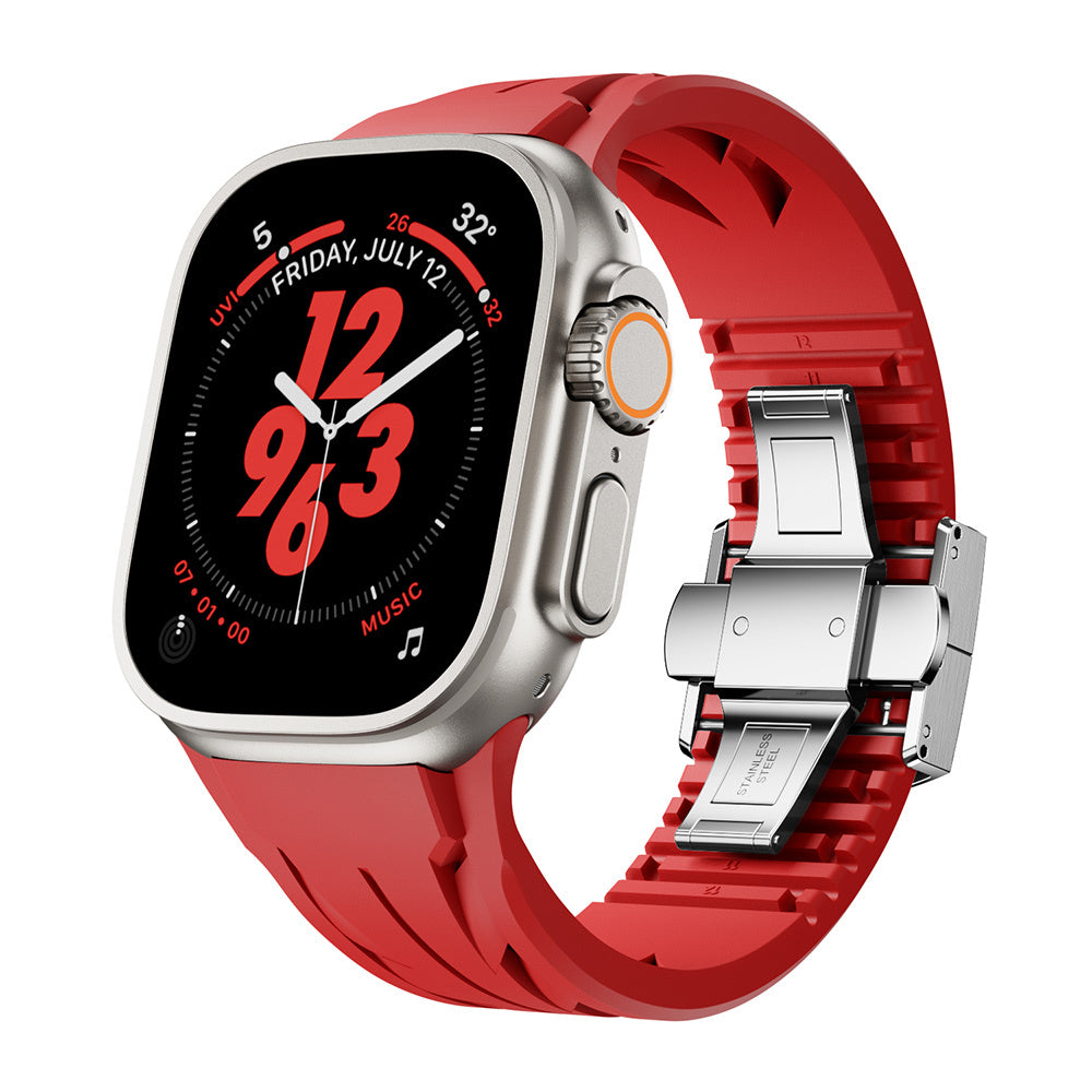 Apple Watch Ultra 49mm KRD-127 Metal Buckle Silicone Band Orange