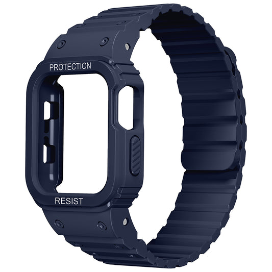 Apple Watch Ultra 49mm KRD-142 Airbag Tasarımlı Kasa Koruyuculu Silikon Kordon Midnight Blue