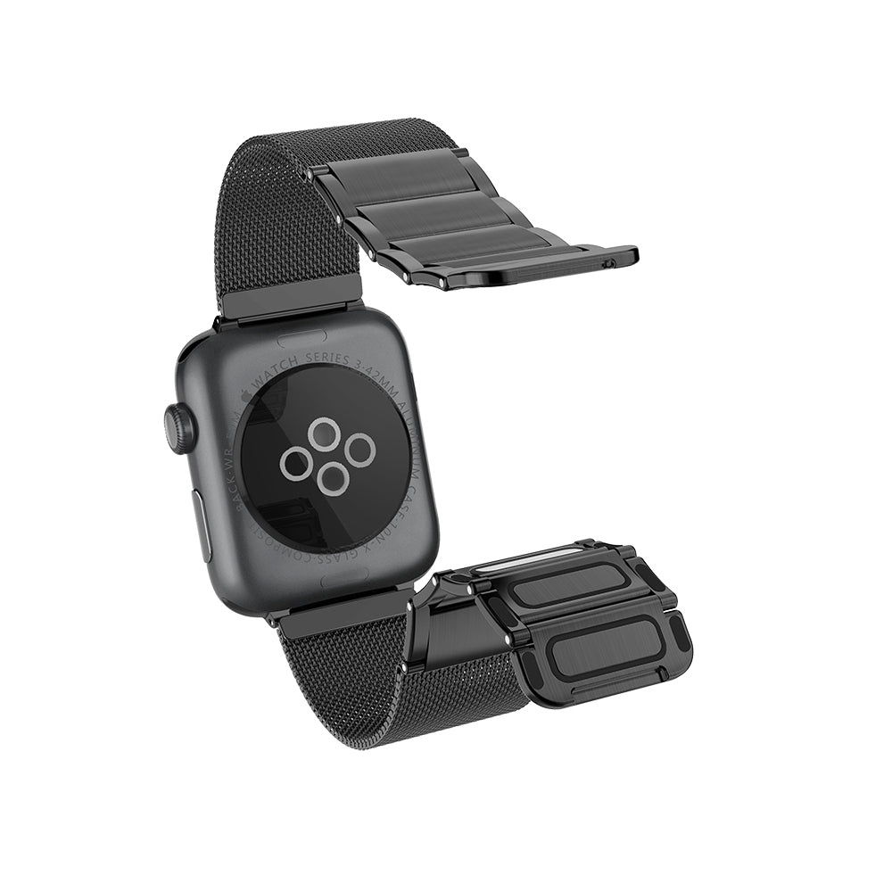 Apple Watch Ultra 49mm Raptic Classic Plus Serisi Magnetik Metal Hasır Kordon Siyah