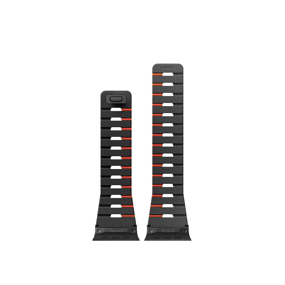 Apple Watch Ultra 49mm Skinarma Gemini Series TPU Magnetic Silicone Band Black-Orange