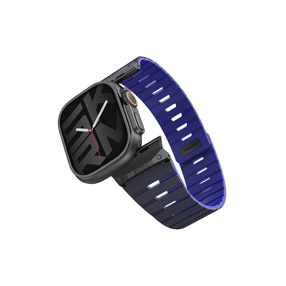 Apple Watch Ultra 49mm Skinarma Gemini Series TPU Magnetic Silicone Band Orange-Black