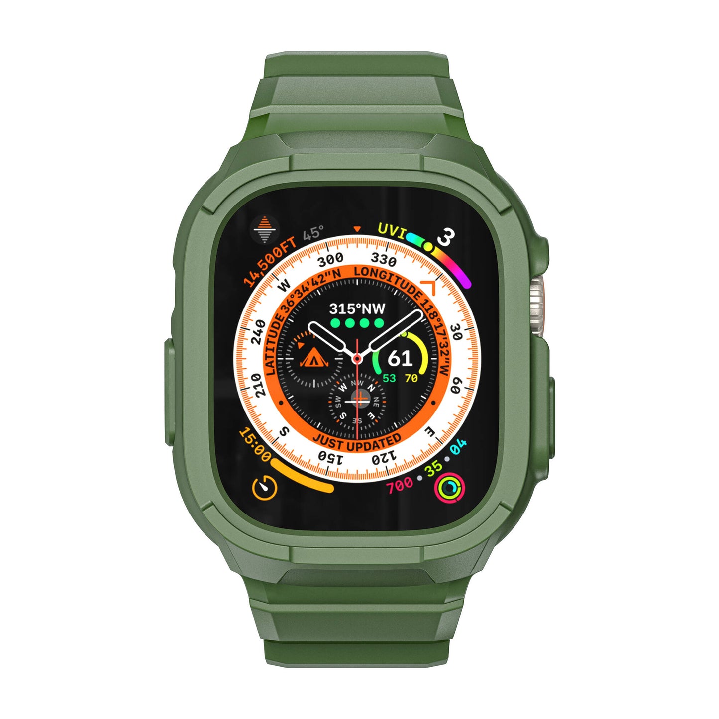 Apple Watch Ultra 49mm Wiwu Wi-WB014 Armor Series 2-in-1 Hard PC Case Protective Silicone Band Green