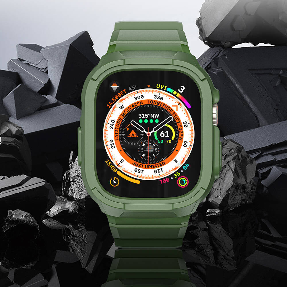 Apple Watch Ultra 49mm Wiwu Wi-WB014 Armor Series 2-in-1 Hard PC Case Protective Silicone Band Green