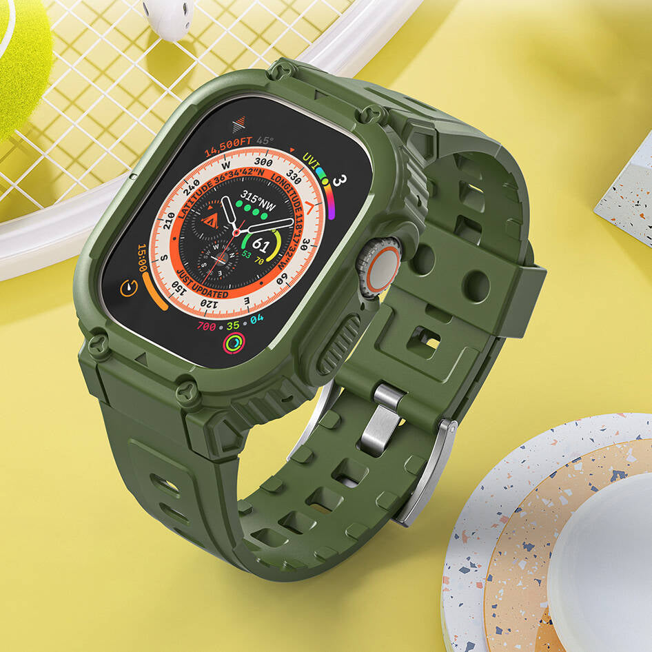 Apple Watch Ultra 49mm Wiwu Wi-WB014 Armor Series 2-in-1 Hard PC Case Protective Silicone Band Green