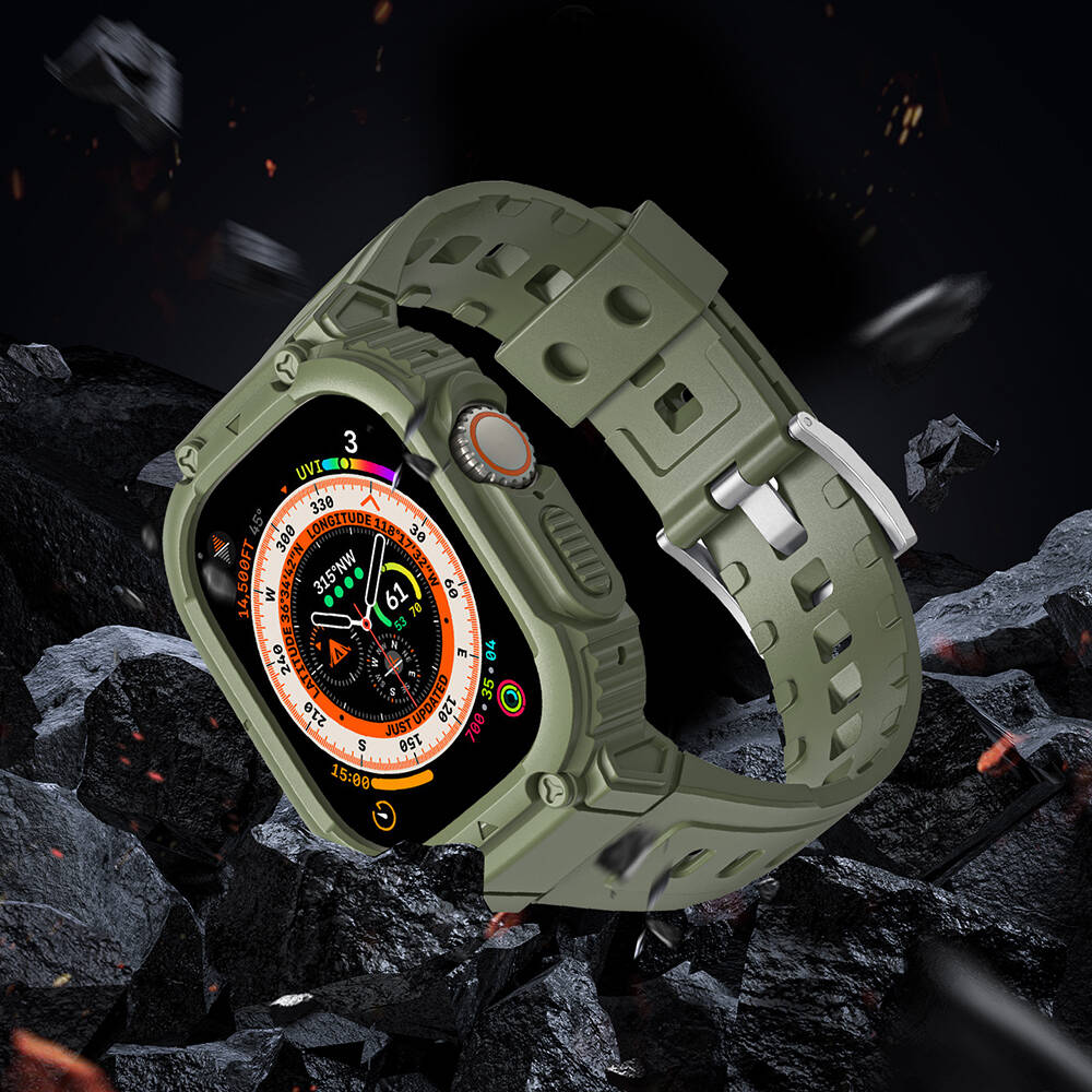 Apple Watch Ultra 49mm Wiwu Wi-WB014 Armor Series 2-in-1 Hard PC Case Protective Silicone Band Green
