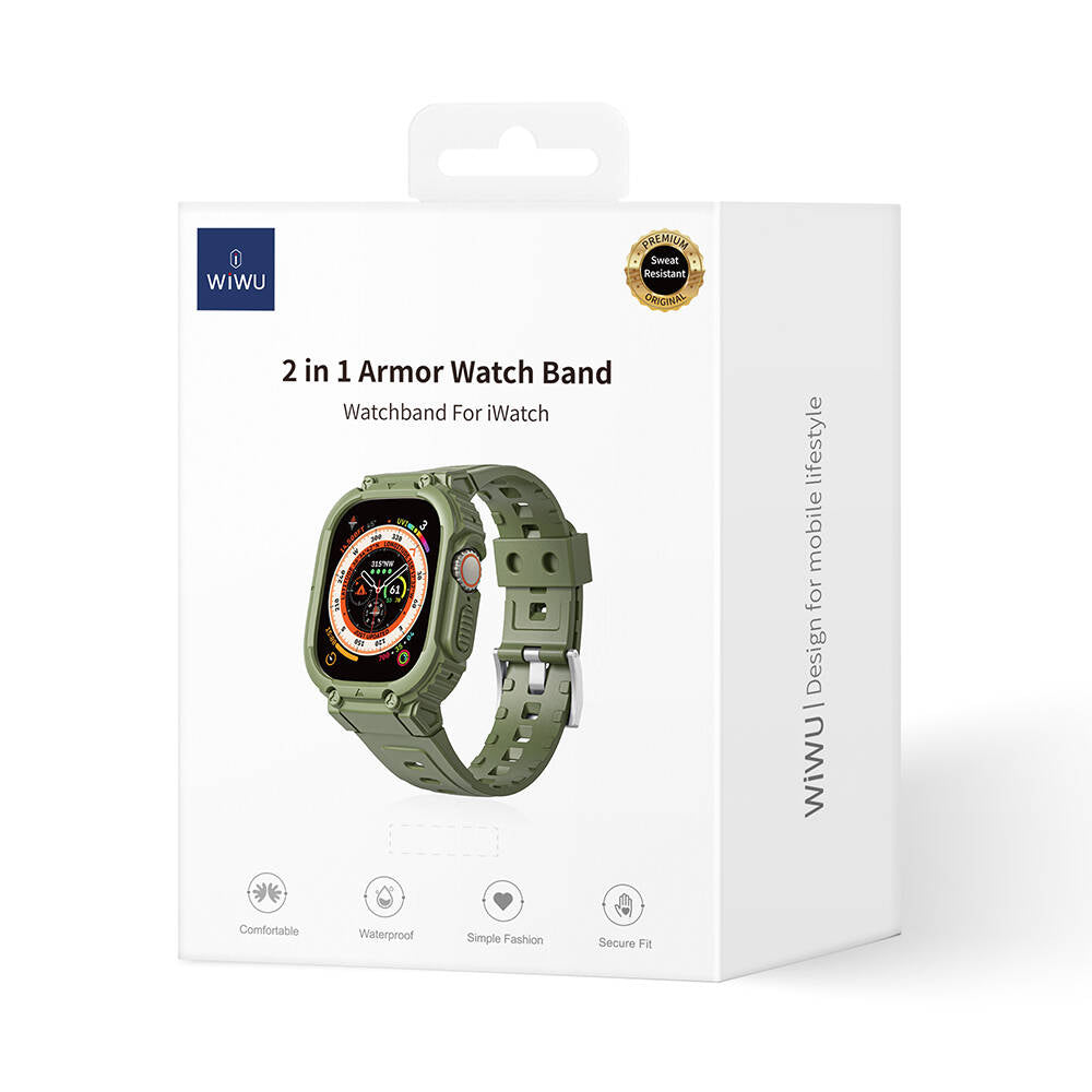 Apple Watch Ultra 49mm Wiwu Wi-WB014 Armor Series 2-in-1 Hard PC Case Protective Silicone Band Green