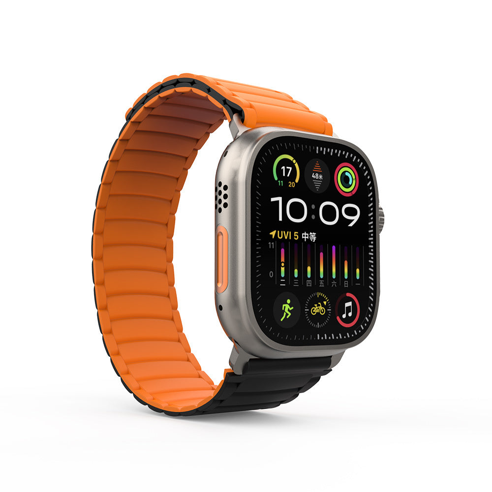 Apple Watch Ultra 49mm Zore KRD-122 Silicone Band Strap Black-Orange