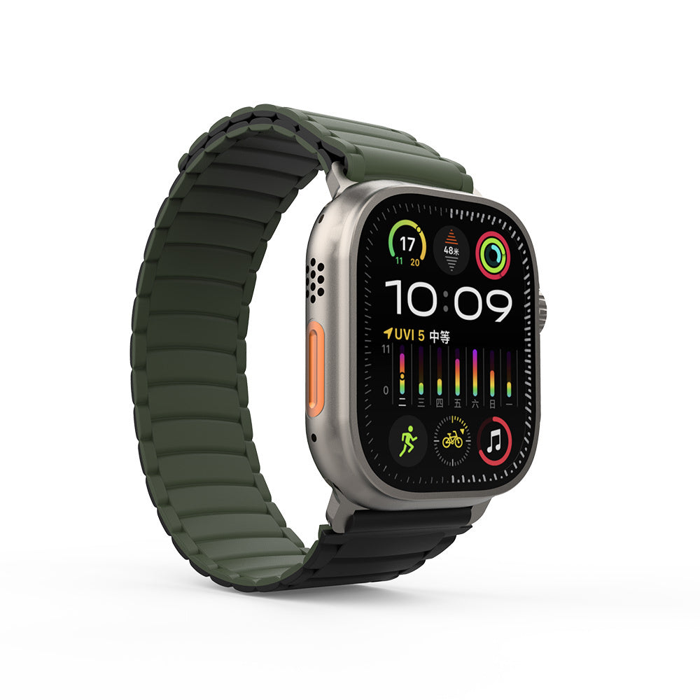 Apple Watch Ultra 49mm Zore KRD-122 Silicone Band Strap Black-Orange