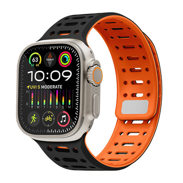 Apple Watch Ultra 49mm Zore KRD-124 Silikon Kordon Strap Kayış Siyah-Turuncu